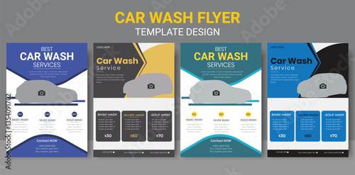 Car Wash Service Flyer Template , Modern Car Wash Promotional Flyer, Auto Spa & Car Cleaning Flyer Design.Car Wash Business Marketing Flyer. Vehicle Cleaning Service Flyer .