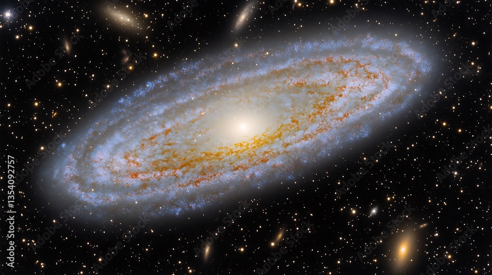 Obraz premium A Stunning Spiraling Galaxy Surrounded by a Starry Dark Night Sky