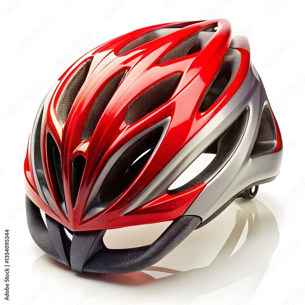Red and Silver Bicycle Helmet Red and Silver Bicycle Helmet
