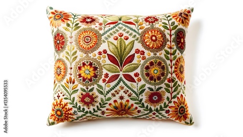 Embroidered Floral Pillow Cover