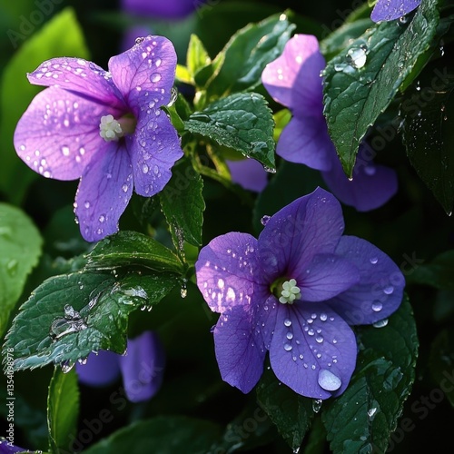 Wet Purple Flowers