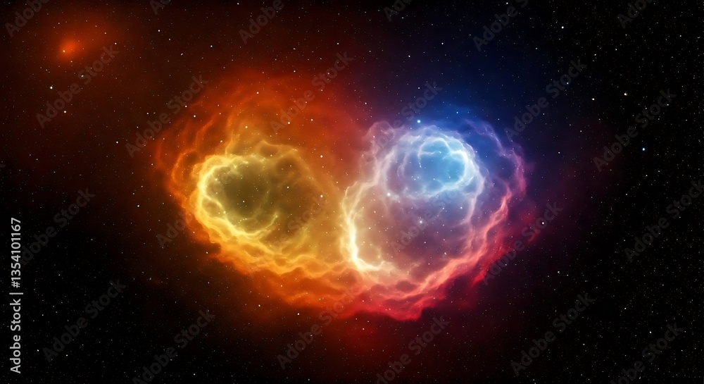 Obraz premium A distant galaxy with stars, planets, and a swirling spiral.