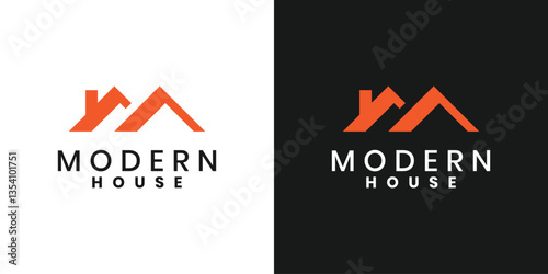 Modern house roof real estate logo vector design