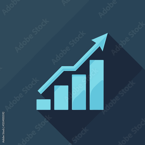 Graph icon showing increasing trend on dark background