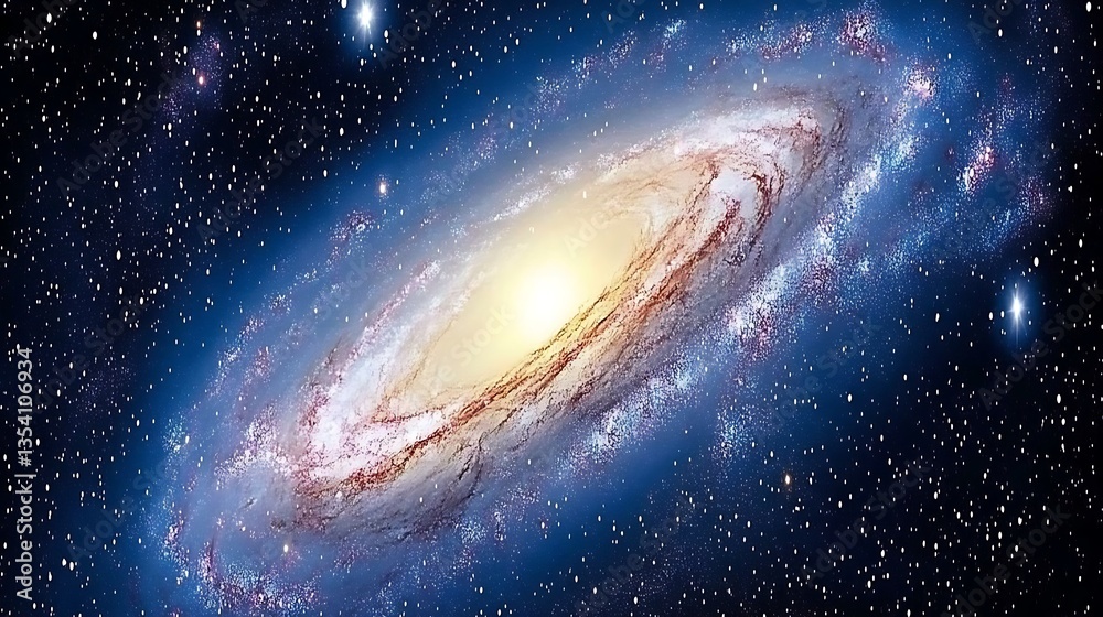 Fototapeta premium A vast spiral galaxy with numerous stars floating in space