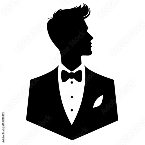 Groom portrait silhouette in formal wedding attire
