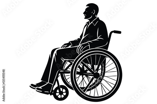 Silhouette of man in a wheelchair