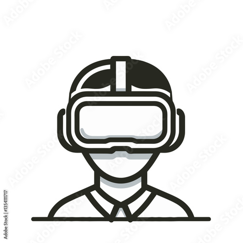 Virtual reality icon featuring a person wearing VR headset in a modern flat design