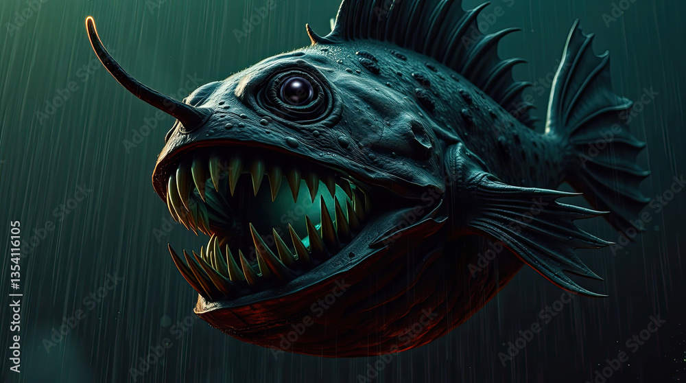 Melanocetus johnsonii, Humpback anglerfish, illuminates deep-sea darkness with its bioluminescent lure, enticing unsuspecting prey and demonstrating remarkable adaptation to ocean s extreme conditions