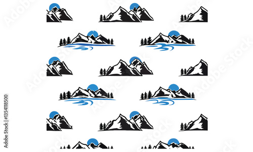 mountain silhouette icon vector