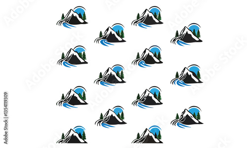 mountain silhouette icon vector