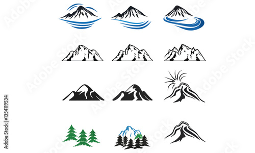 mountain silhouette icon vector
