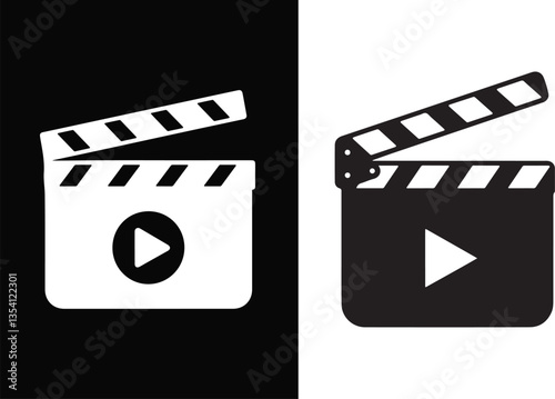 Clapperboard Icons in Silhouette Vector Style