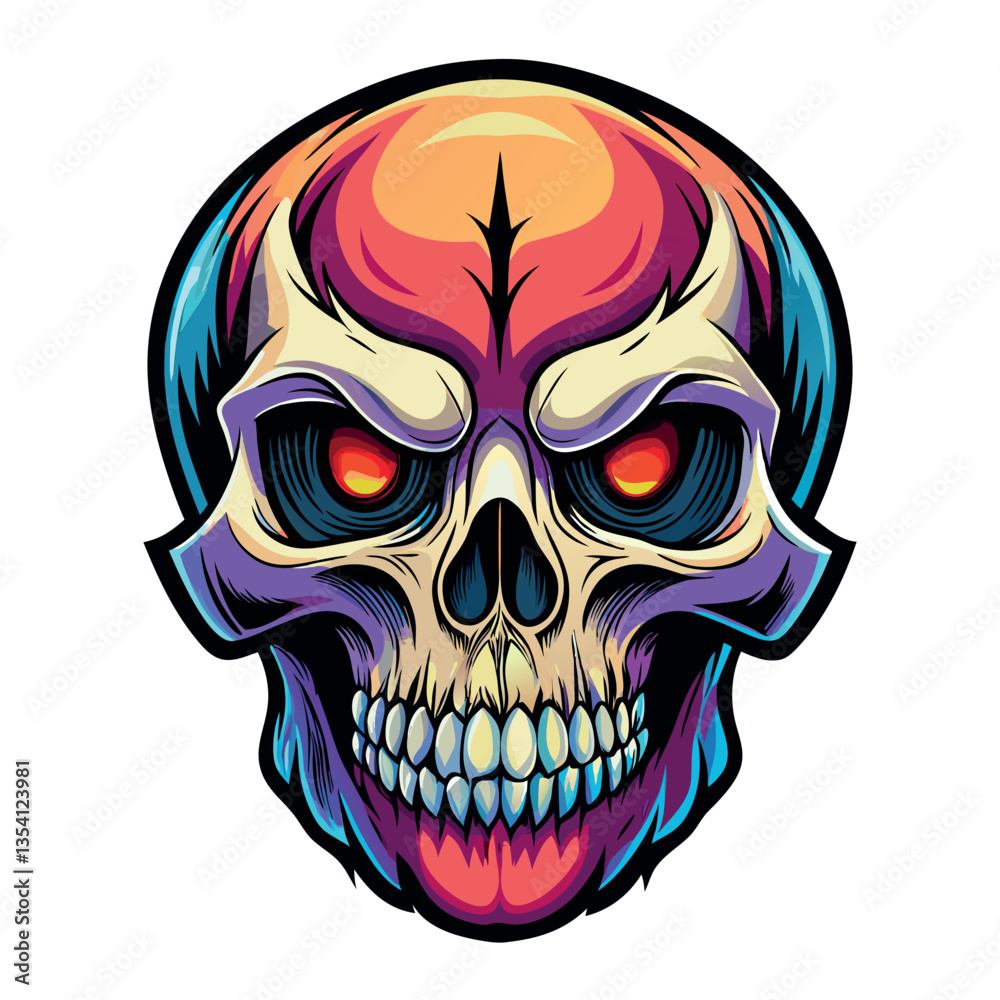Fototapeta premium Skull in retro vintage style. Vector illustration.