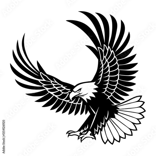Powerful Eagle Silhouette for Tattoo & Graphic Design