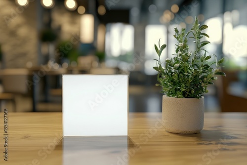White Label on the Table with Space for Text Stand for Acrylic Tent Card