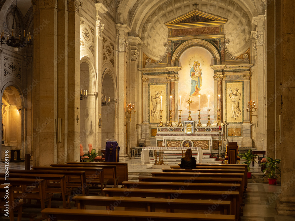 Fototapeta premium Chiesa di Nostra Signora del Sacro Cuore, renaissance styled church dedicated to Virgin Mary in Rome, Italy