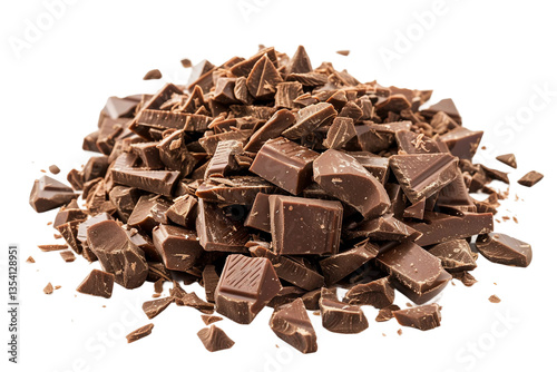 Chopped Coffee Chocolate Pieces in a Pile with Lush, Aromatic Flavor isolated on transparent background