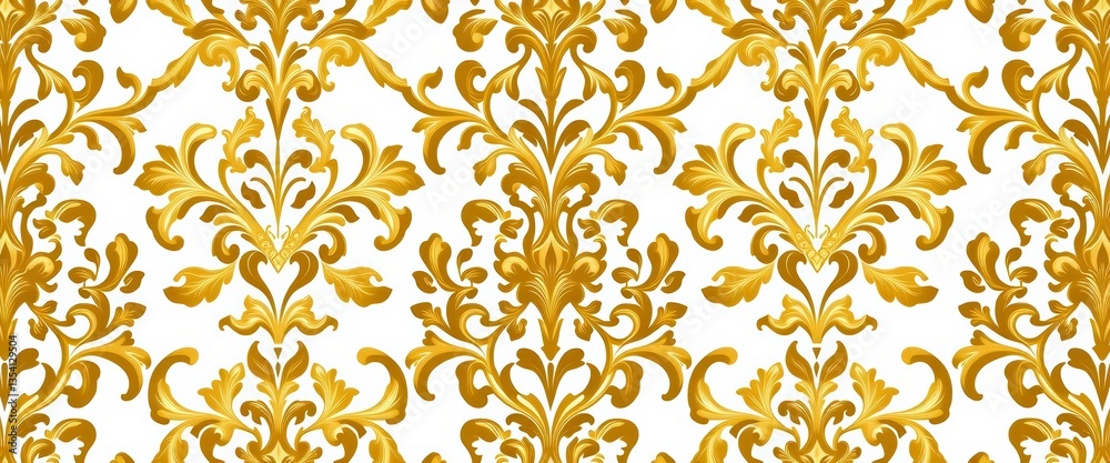 Elegant white & gold baroque floral damask seamless vector pattern, royal, luxury Elegant white & gold baroque floral damask seamless vector pattern, royal, luxury