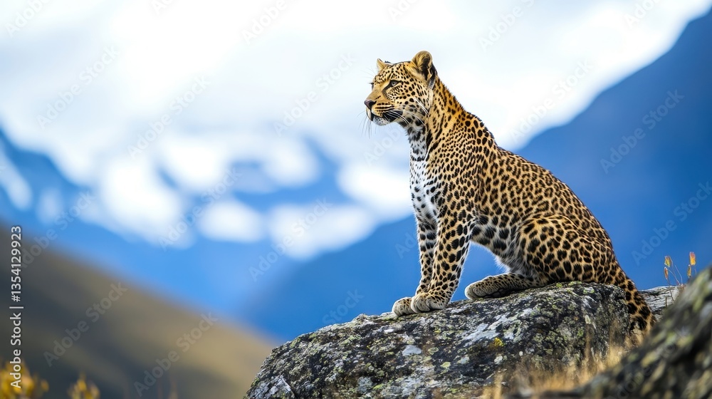 Obraz premium leopard on mountain rock