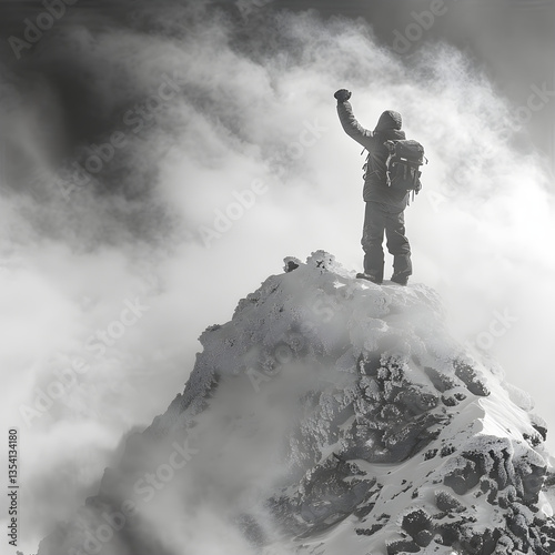 Triumph of Solitude: A Hiker's Victory Against the Harsh Winter Peak