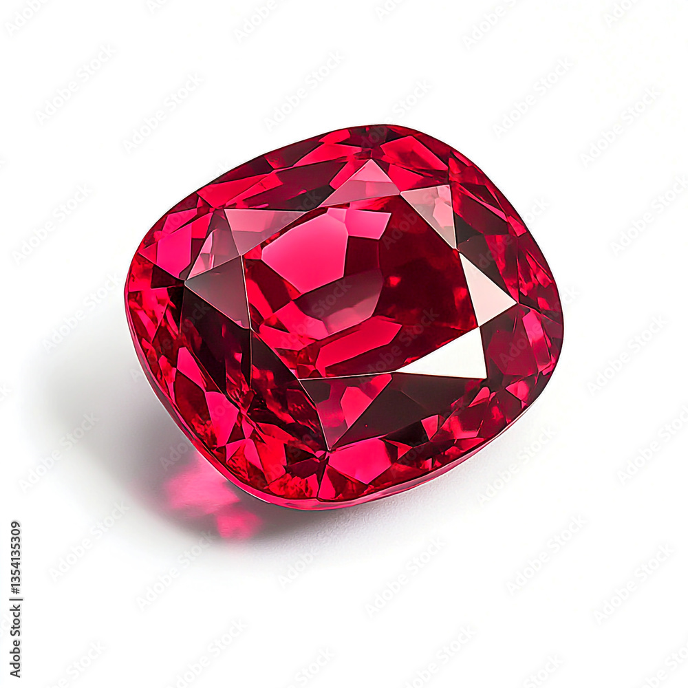 The cut of the ruby was exquisite, its deep red color enhancing the overall opulence and luxury of the elegant piece isolated on a bright white background The cut of the ruby was exquisite, its deep red color enhancing the overall opulence and luxury of the elegant piece isolated on a bright white background