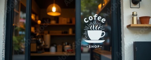 Simple black and white coffee shop sign with trendy typography, trendy, shop, minimalistic