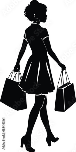 Silhouette girl shopping
