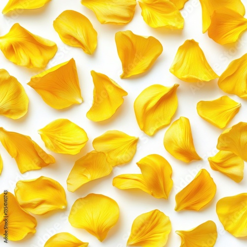 Yellow Flower Petals Isolated on White Background