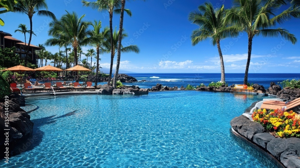 Fototapeta premium luxury resort pool overlooking ocean