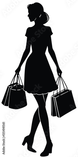 Silhouette girl shopping