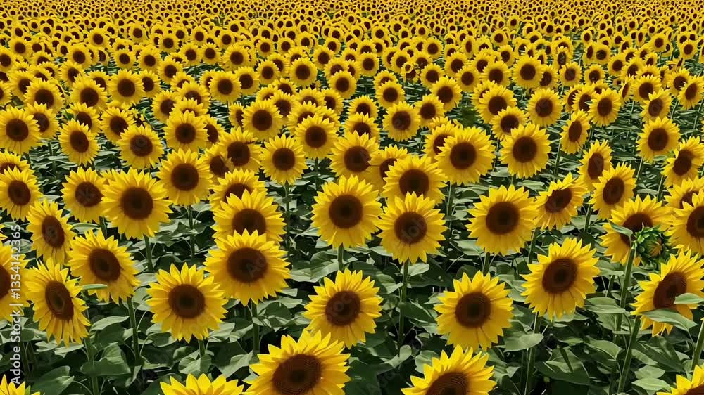 Endless sunflower field in bloom in yellow and green colors representing summer Endless sunflower field in bloom in yellow and green colors representing summer
