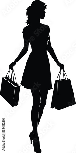 Shopping Girl illustration silhouette style
