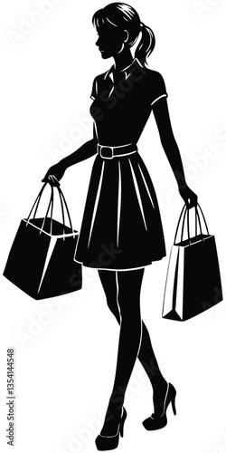 Shopping Girl illustration silhouette