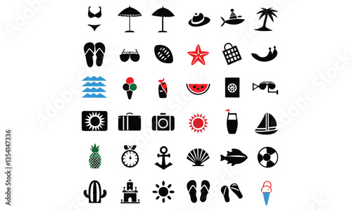 Summer Flat Design Icon Set
