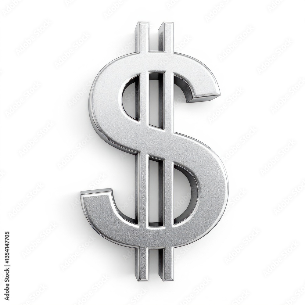 Obraz premium Sleek silver dollar sign icon representing financial savings and investment