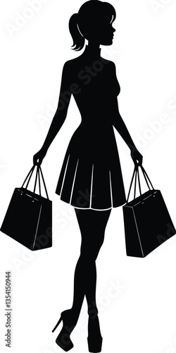 Shopping girl vector silhouette