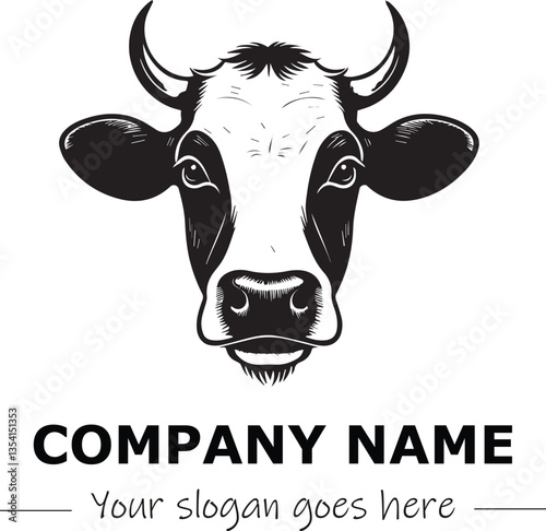 black and white bull vector logo company