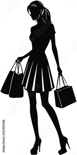 Shopping girl vector silhouette