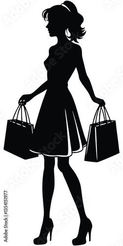 Shopping girl vector silhouette