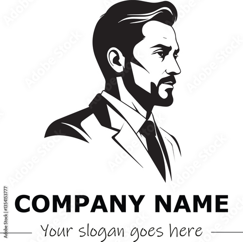 a man silhouette black and white for logo company vector image