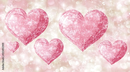 Pink hearts on bokeh background.