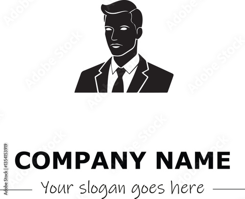 a man silhouette black and white for logo company vector image