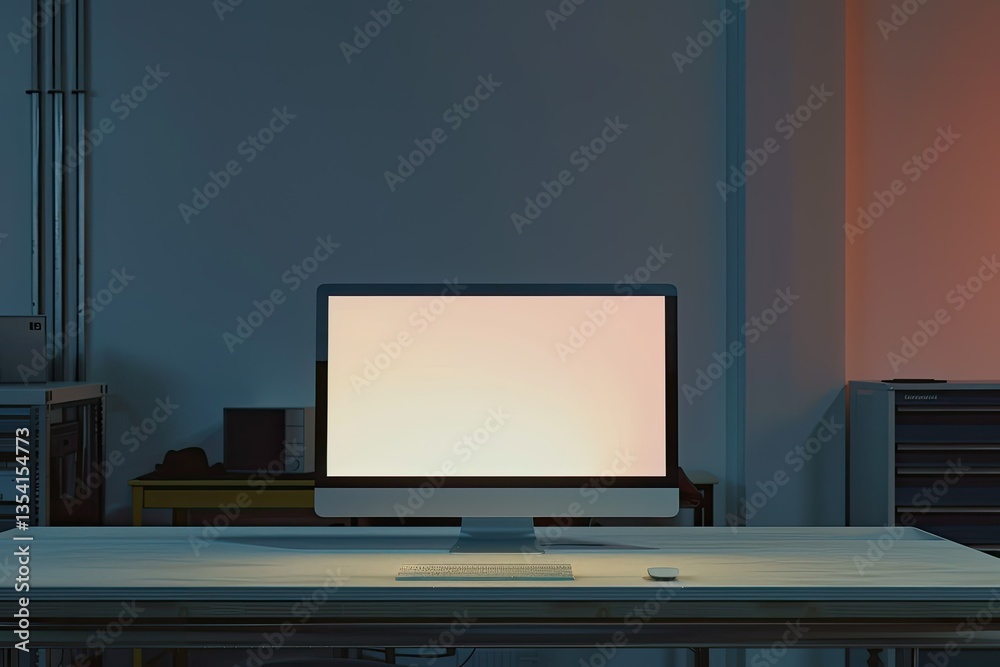 Office Designer Technology Business Background Screen White Computer Desk Blank Laptop Modern Table Office Designer Technology Business Background Screen White Computer Desk Blank Laptop Modern Table