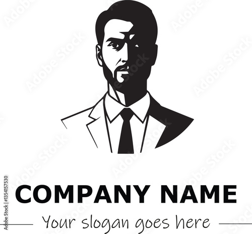 a man silhouette black and white for logo company vector image