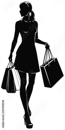 Shopping Girl illustration silhouette vector