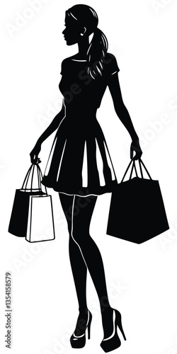Shopping Girl illustration silhouette vector
