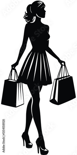 Shopping Girl illustration silhouette vector