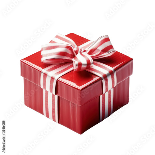 A red box with a red bow on top of it