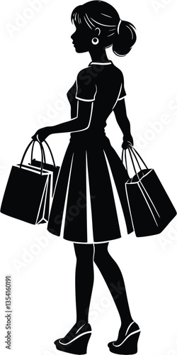 Shopping Girl illustration silhouette vector